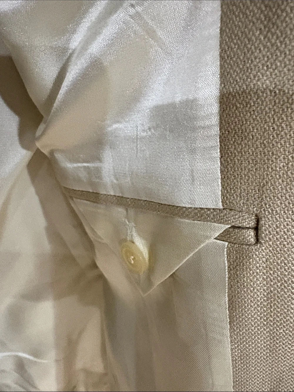 100% SILK Mark Shale Men's Cream Single-Breasted Blazer